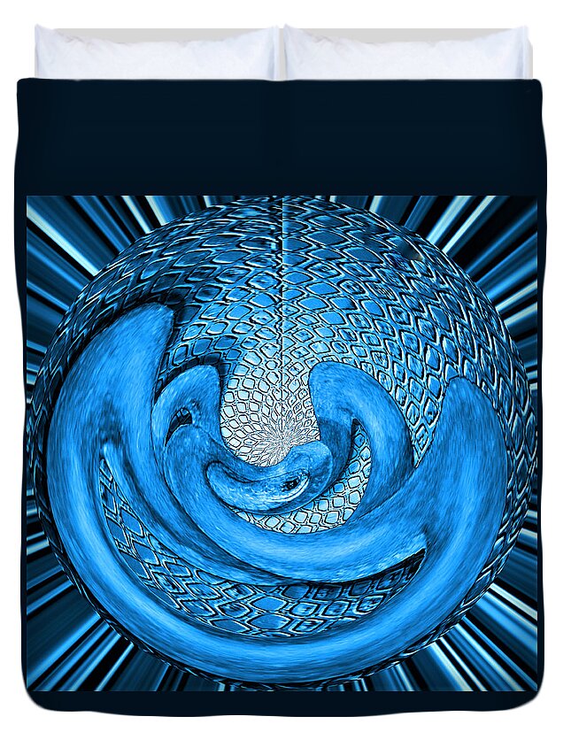 Digital Wallart Duvet Cover featuring the digital art Snake in an Egg by Ronald Mills