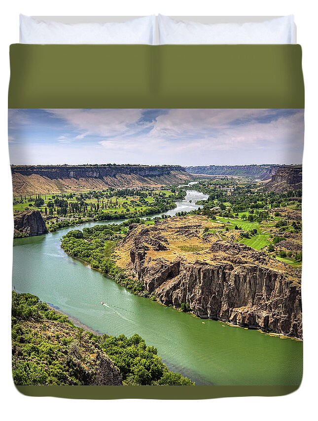 Snake River Canyon Duvet Cover featuring the photograph Snake River Canyon Twin Falls Idaho by Tatiana Travelways