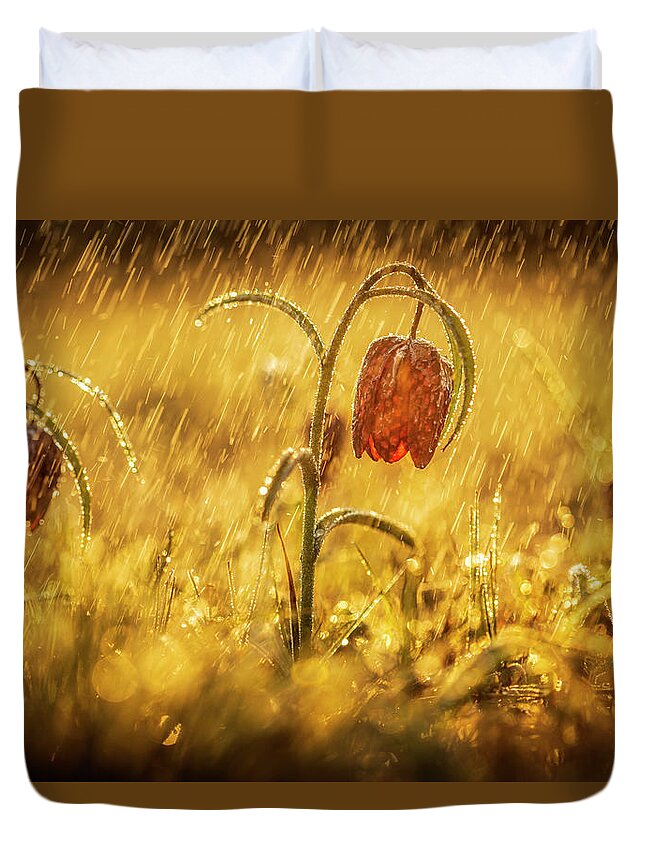 Snake's Heads Duvet Cover featuring the photograph Snake's heads in the rain by Piotr Skrzypiec