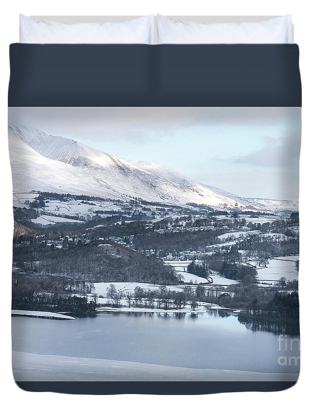 Photographer Duvet Cover featuring the photograph Snow covered mountains, the Lake District by Perry Rodriguez