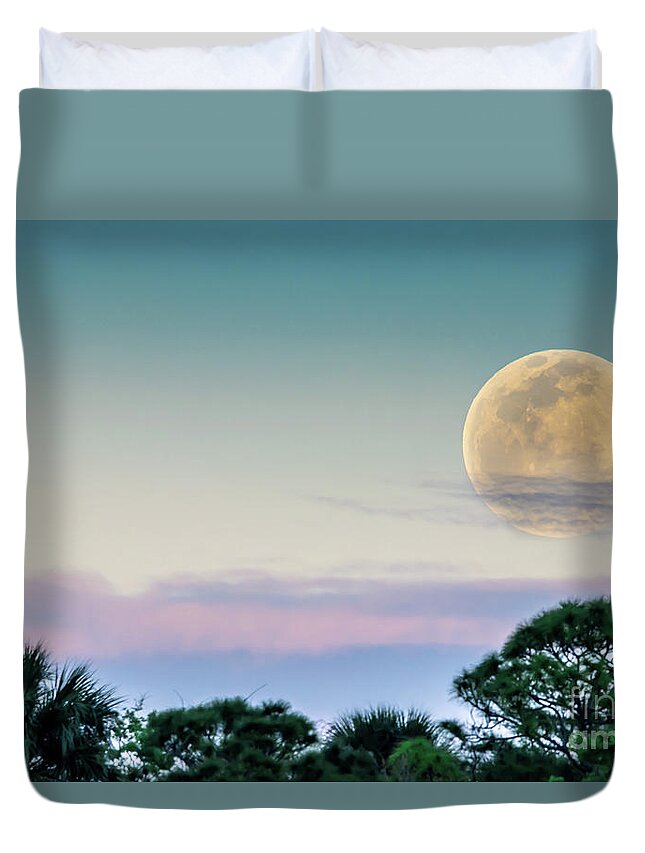 Moon Duvet Cover featuring the photograph Snow Moon by Tom Claud