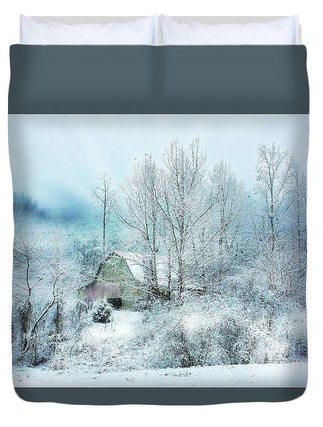 Barns Duvet Cover featuring the photograph Snowfall Snowfall by Rick Lipscomb