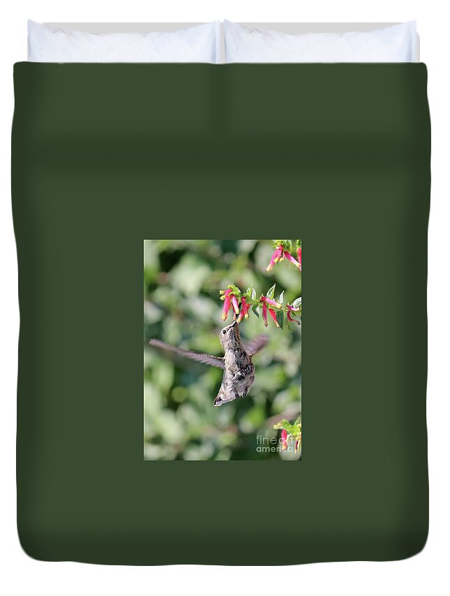 Hummingbird Duvet Cover featuring the photograph So Happy by Carol Groenen