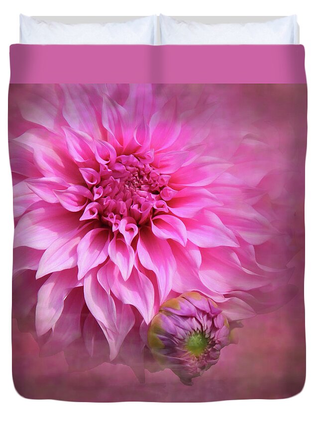 Dahlia Duvet Cover featuring the photograph So Pink by Sally Bauer