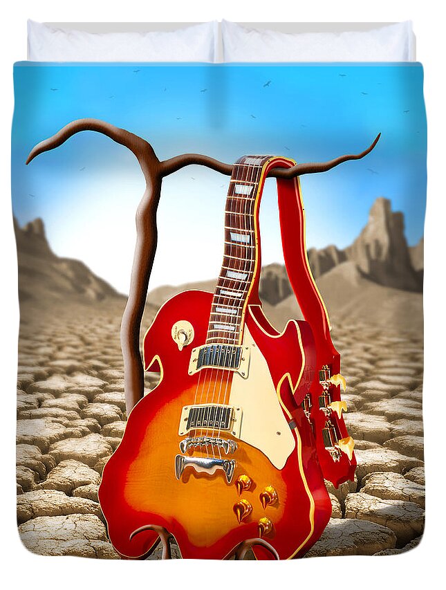 Surrealism Duvet Cover featuring the photograph Soft Guitar II by Mike McGlothlen