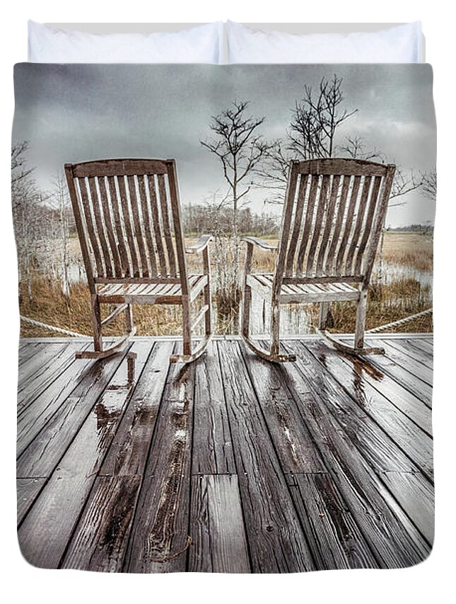 Clouds Duvet Cover featuring the photograph Softly Waiting on the Thunder II by Debra and Dave Vanderlaan