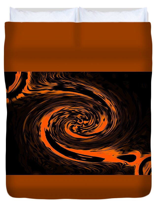 Abstract Art Duvet Cover featuring the digital art Solar Fractal Orange by Ronald Mills