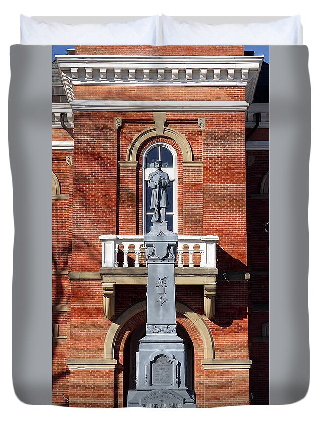 Fulton County Courthouse Duvet Cover featuring the photograph Soldiers and Sailors Statue at Fulton County Courthouse Wauseon Ohio 0104 by Jack Schultz