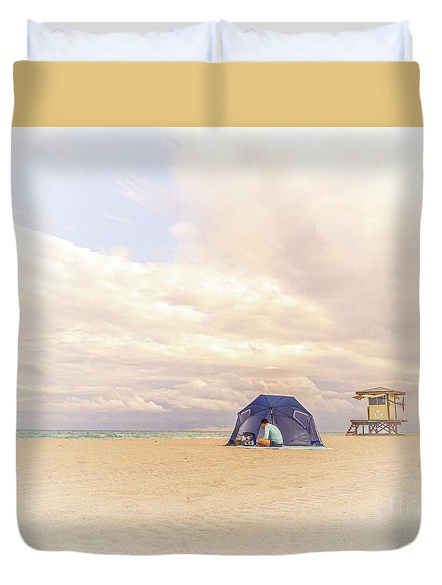 Beach Duvet Cover featuring the photograph Solitude on the Beach by Danielle McGuy