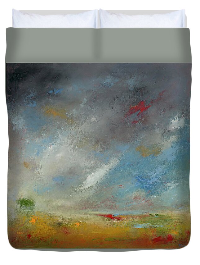 Landscape Duvet Cover featuring the painting Solitude by Roger Clarke
