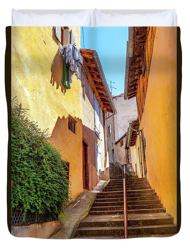 France Duvet Cover featuring the photograph Some Stairs in Albi by W Chris Fooshee