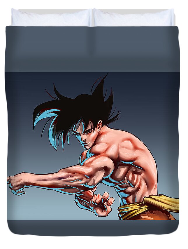 Son Goku Duvet Cover featuring the digital art Son Goku by Darko B