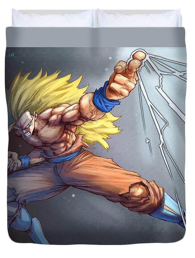 Son Goku Duvet Cover featuring the digital art Son Goku SSJ3 by Darko Babovic