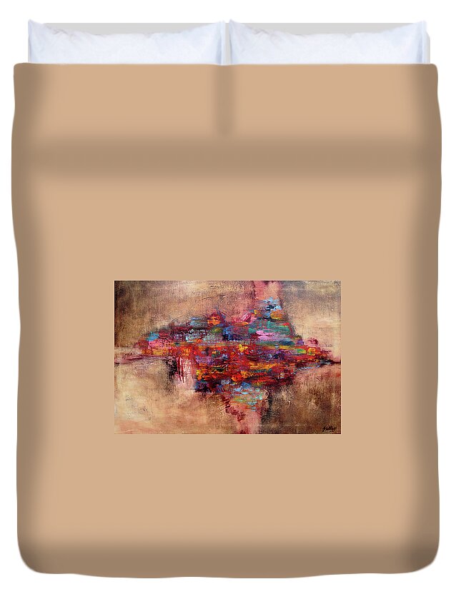 Abstract Duvet Cover featuring the painting Song of Love by Jim Stallings