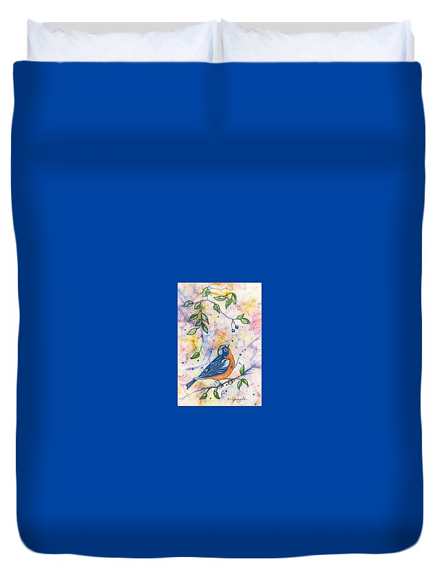 Bluebird Duvet Cover featuring the painting Song of Spring by Barbara Jewell
