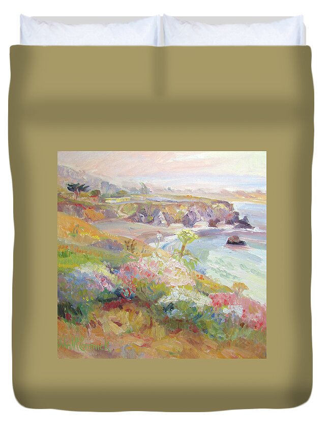 Schoolhouse Beach Duvet Cover featuring the painting Sonoma Coast at Schoolhouse Beach by John McCormick