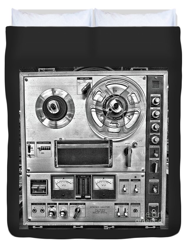 Sony TC 630 Stereo reel to reel player in black and white Duvet Cover by  Paul Ward - Fine Art America