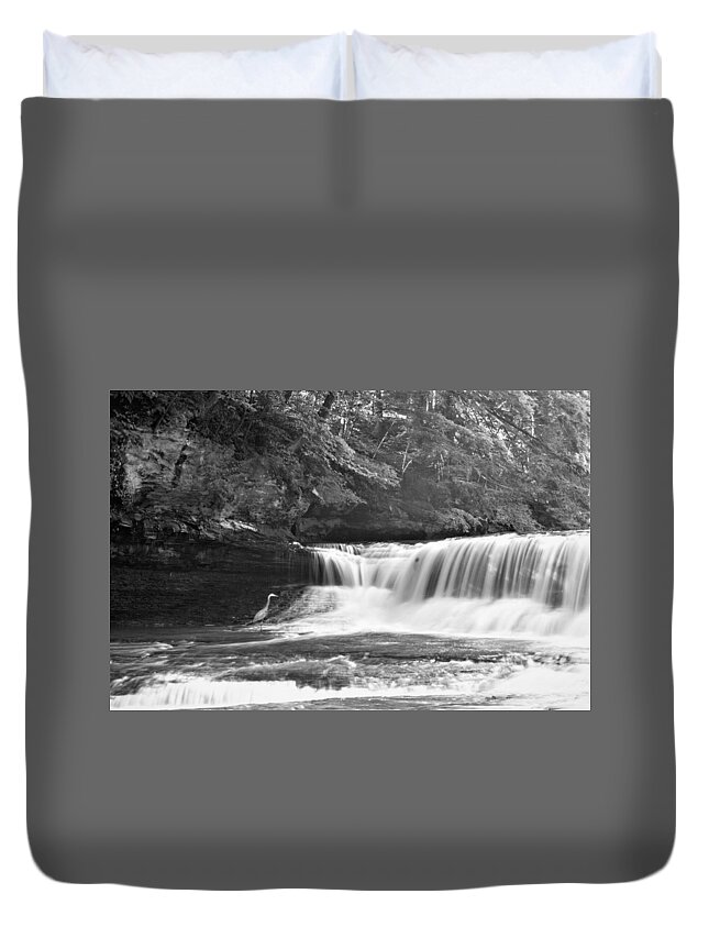  Duvet Cover featuring the photograph South Chagrin w Crane by Brad Nellis