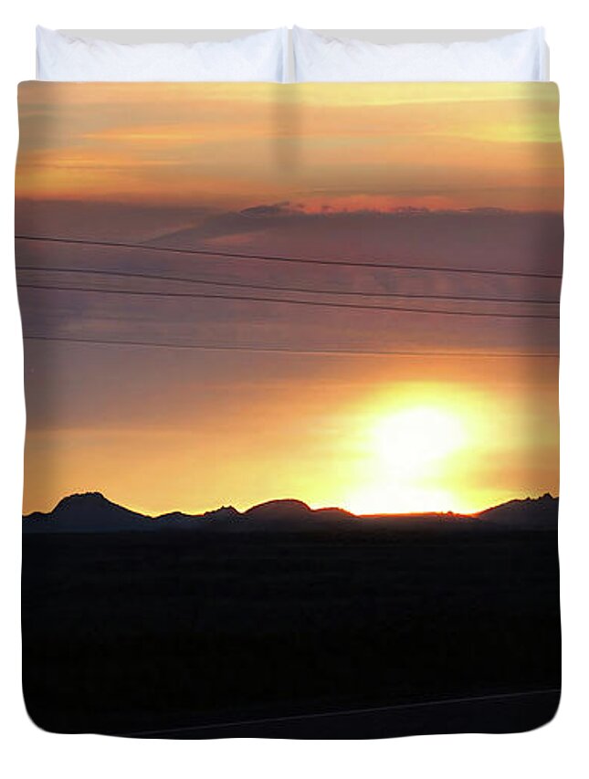 South Dakota Duvet Cover featuring the photograph South Dakota Badlands Sunset by Cathy Anderson