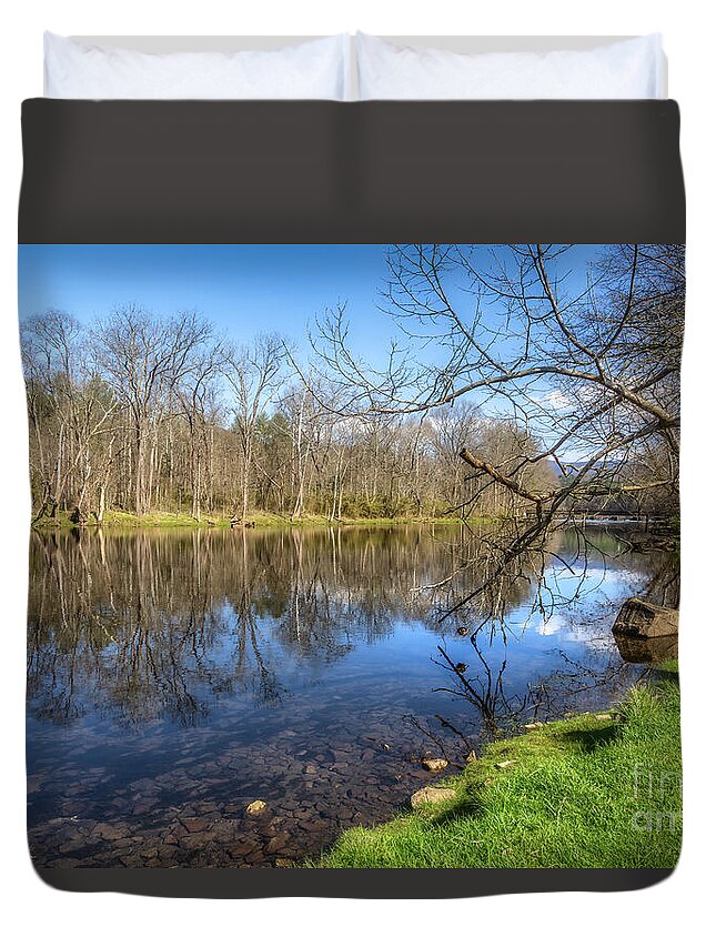 River Duvet Cover featuring the photograph South Holston River in Spring II by Shelia Hunt