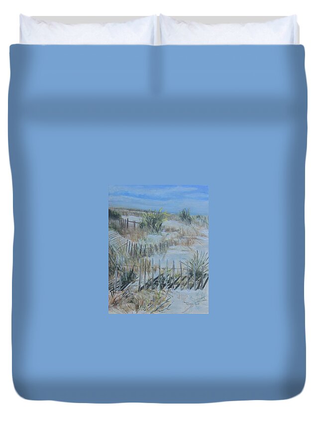 Acrylic Duvet Cover featuring the painting South Jersey Dunes by Paula Pagliughi