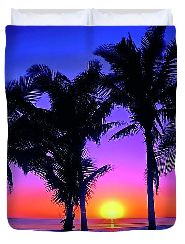Sunset Duvet Cover featuring the photograph South Seas Sunset by John Douglas