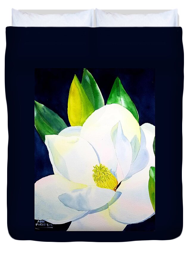 Southern Magnolia Duvet Cover featuring the painting Southern Magnolia by Ann Frederick