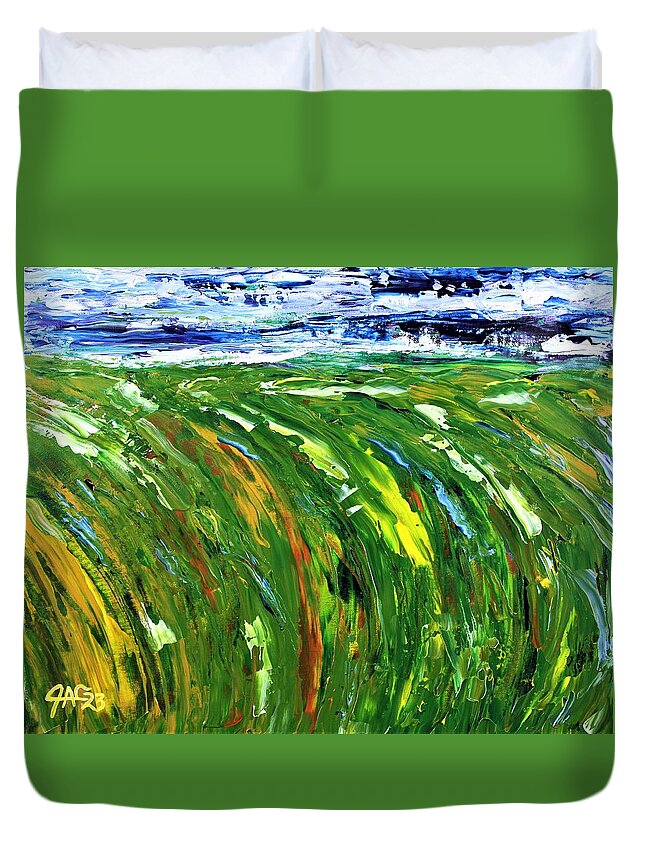 Soy Duvet Cover featuring the painting Soy Harvest by J A George AKA The GYPSY
