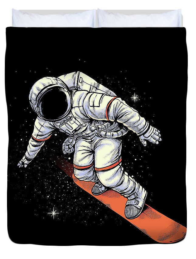 Space Boarding Duvet Cover featuring the digital art Space Boarding by Digital Carbine