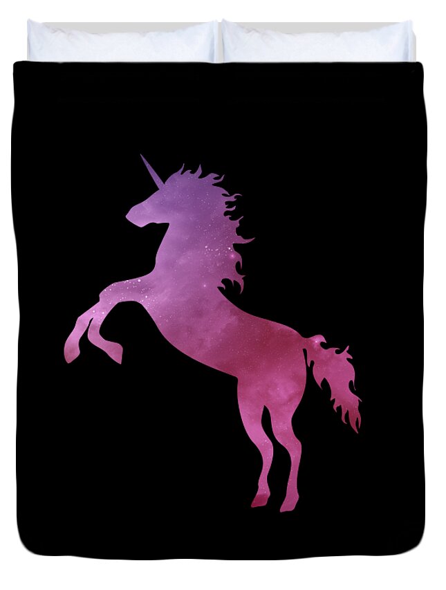 Unicorn Duvet Cover featuring the digital art Space Unicorn by Sambel Pedes