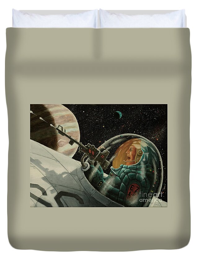 Space Duvet Cover featuring the painting Space warrior by Ken Kvamme