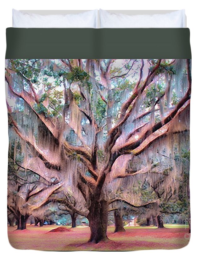 Spanish Moss Duvet Cover featuring the photograph Spanish Moss Number One - Dreamy and Golden by Sea Change Vibes