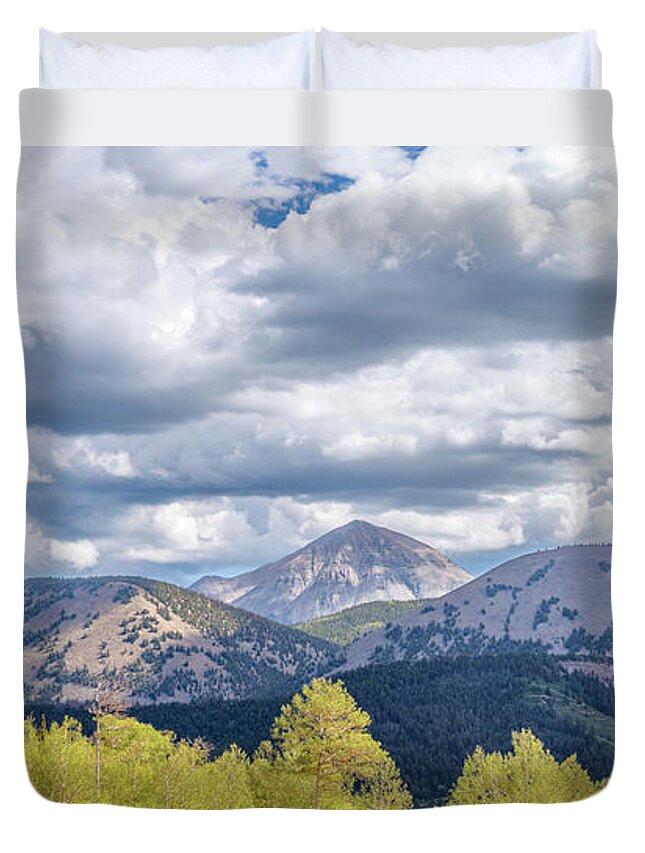 Beauty In The Sky Duvet Cover featuring the photograph Spanish Peaks Country Colorado Panorama by Debra Martz