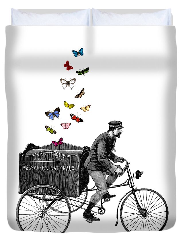 Postman Duvet Cover featuring the digital art Special Delivery by Madame Memento