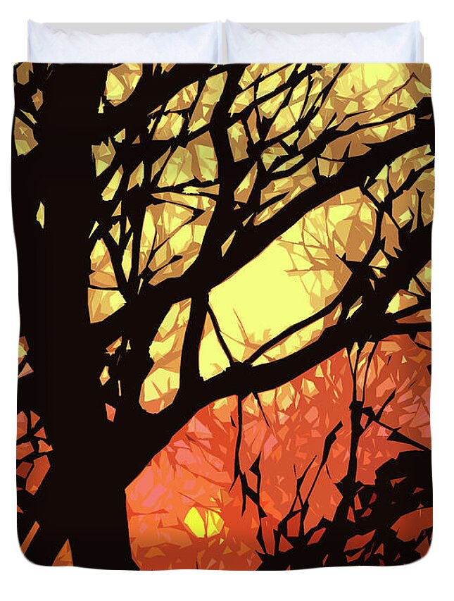 Sunset Duvet Cover featuring the digital art Spectacular Sunset by Nancy Olivia Hoffmann