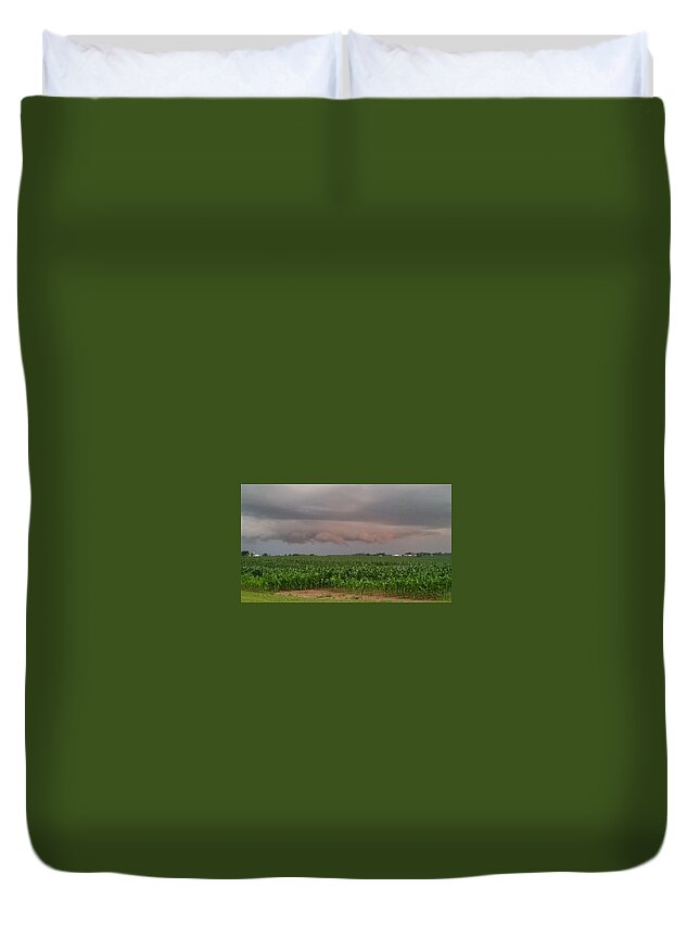 Weather Duvet Cover featuring the photograph Spectacular Sunset Storm Near Oskaloosa, Iowa by Ally White