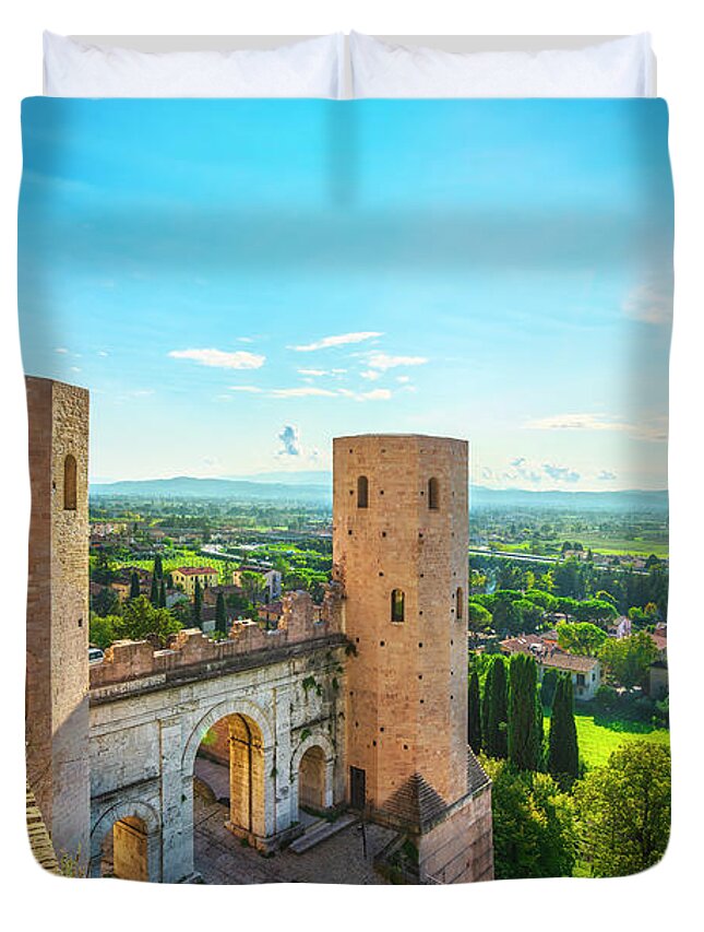 Spello Duvet Cover featuring the photograph Spello, the Venus Gate. Umbria by Stefano Orazzini