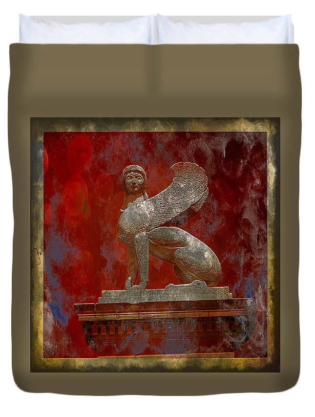 Sphinx Duvet Cover featuring the digital art Sphinx PhotoArt by Russ Considine