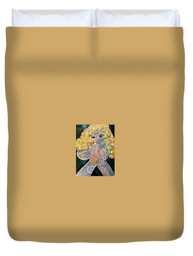 Blonde Duvet Cover featuring the painting Spinner by Leslie Porter