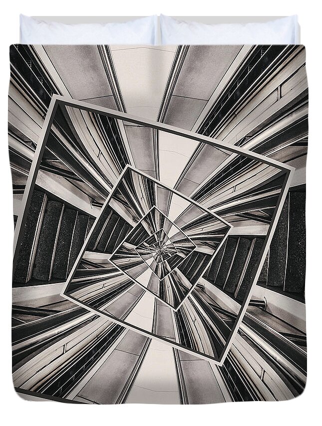 Spinning Duvet Cover featuring the digital art Spinning Structure by Phil Perkins