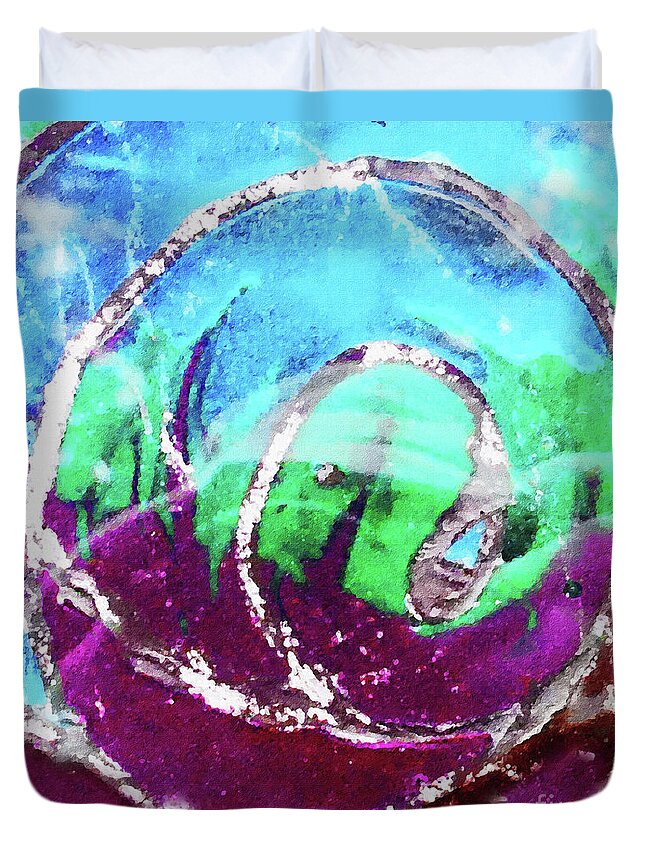 Abstract Duvet Cover featuring the mixed media Spiral Abstract by Sharon Williams Eng
