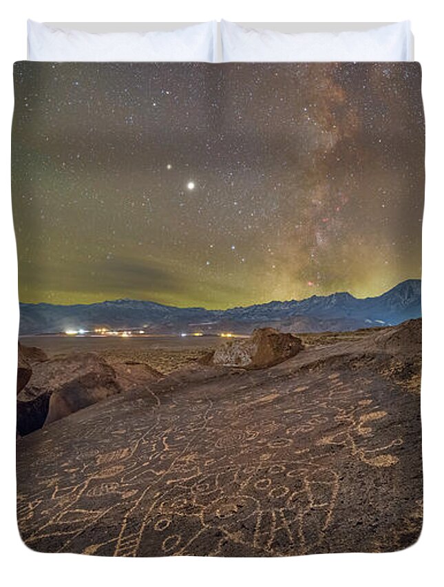 Petroglyph Duvet Cover featuring the photograph Spirit of the Ancients by Ralf Rohner