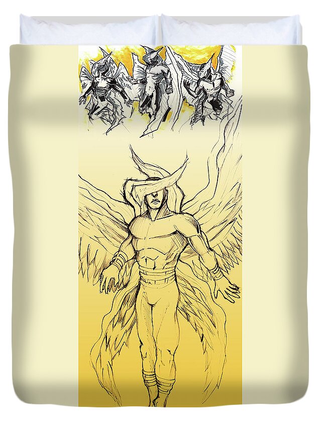Spirit World St. Seraphim Duvet Cover featuring the painting Spirit World St. Seraphim by John Gholson