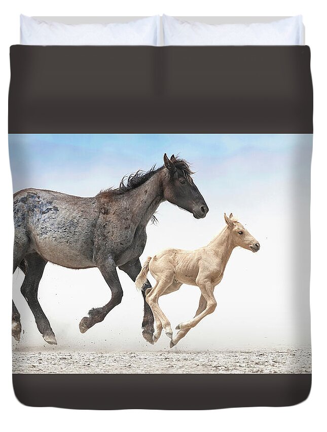 Stallion Duvet Cover featuring the photograph Spitfire on the Run. by Paul Martin