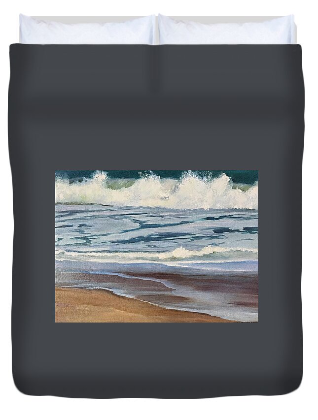 Waves Duvet Cover featuring the painting Splashing Waves by Judy Rixom