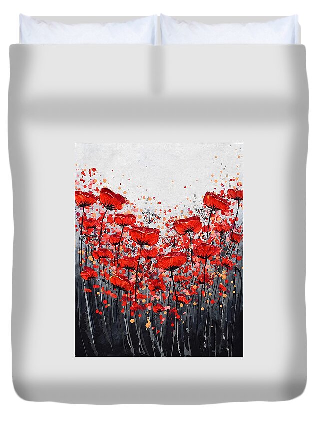 Red Poppies Duvet Cover featuring the painting Splendor of Poppies by Amanda Dagg