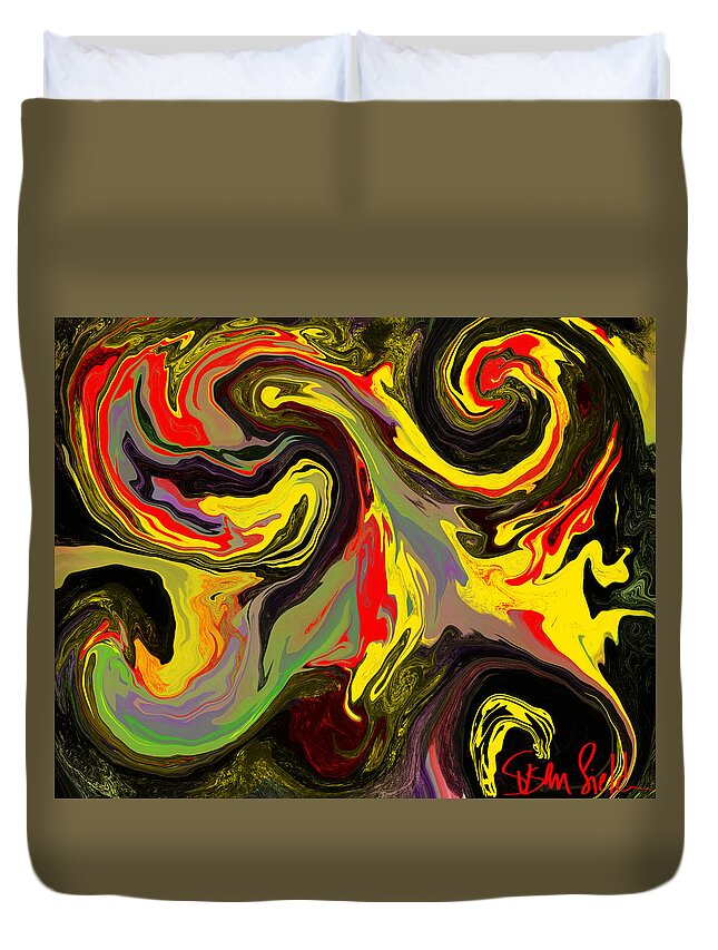 Go With The Flow Duvet Cover featuring the digital art Sporadic Excitement by Susan Fielder