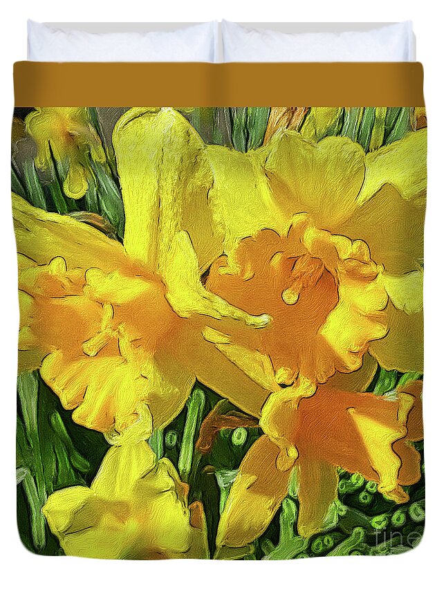 Daffodils Duvet Cover featuring the photograph Spring Daffodils by Jeanette French
