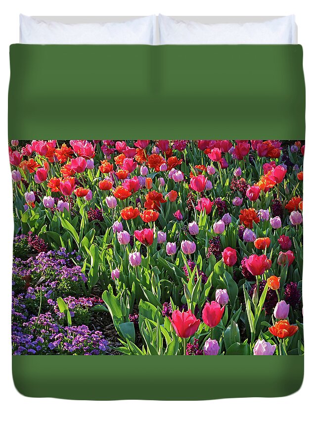 Tulips Duvet Cover featuring the photograph Spring Explosion by Gina Fitzhugh