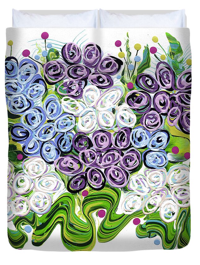 Abstract Painting Duvet Cover featuring the painting Spring Fantasy by Jane Crabtree